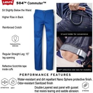Rare/Discontinued Levi's Bright Blue 504 Commuter 5-Pocket Jeans - Size 32x34